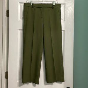 J Crew 365 Wide Leg Ankle Crop Pants Olive Green Size 10
